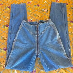 Rag City Blues | Vtg 70s High Waist Full Zip-Around Reworked Denim Jeans Sz 25